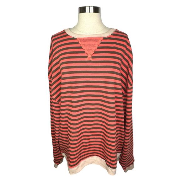 We The Free x Free People Classic Striped Oversized Crew Neck - Size Medium - Picture 2 of 6